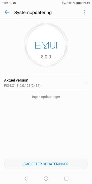 Hvis din telefon er opdateret, vil du se følgende skærmbillede