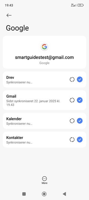 Dine oplysninger vil blive synkroniseret