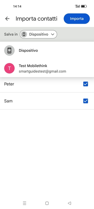Seleziona il tuo account  Google