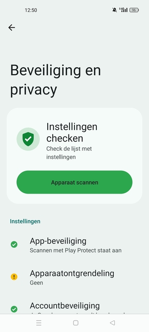 Om uw schermvergrendeling te activeren, ga naar het Beveiliging en privacy-menu en selecteer Apparaatontgrendeling