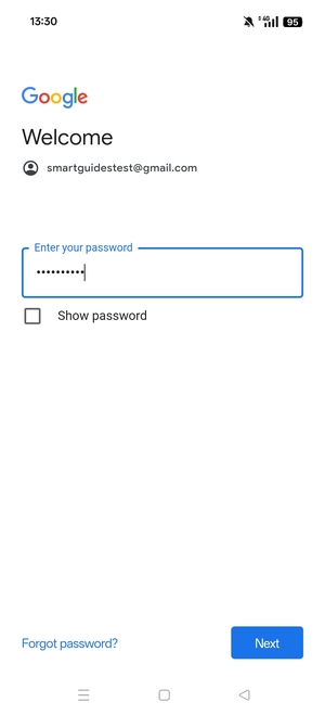 Enter your password and select Next