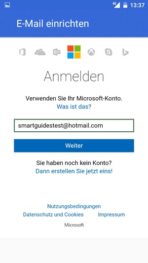 Geben Sie Ihre E-Mail-Adresse ein und wählen Sie Weiter