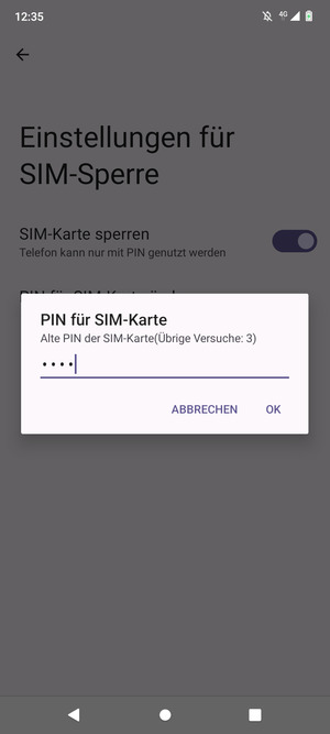 Geben Sie Ihre Alte PIN der SIM-Karte ein und wählen Sie OK