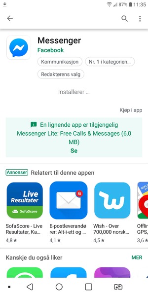 Vent til installasjonen er ferdig