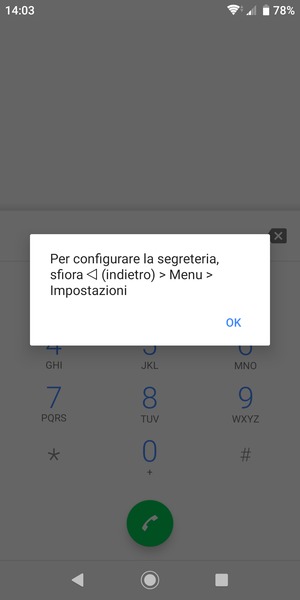 Se la segreteria telefonica non è configurata, seleziona OK