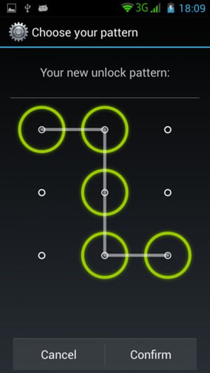 Draw the unlock pattern again and select Confirm