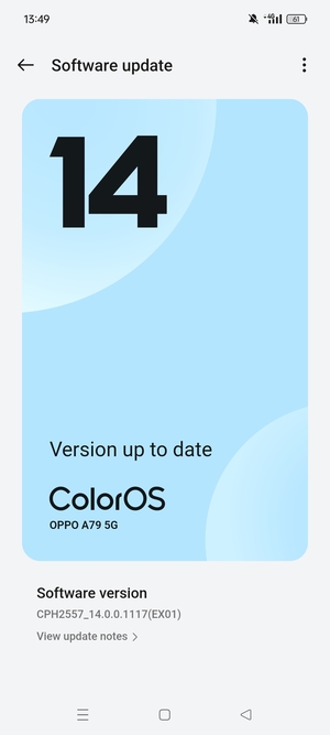 If your phone is up to date, you will see the following screen
