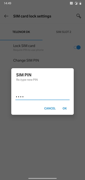 Confirm your new SIM PIN and select OK