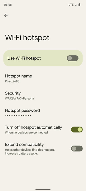 Select Hotspot password