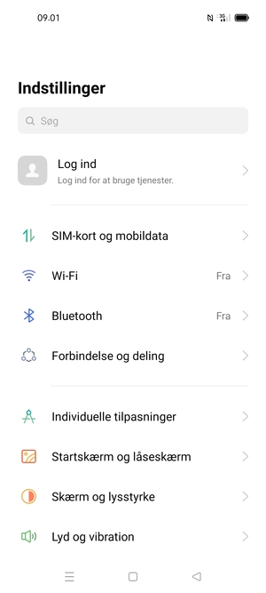 Vælg Forbindelse og deling