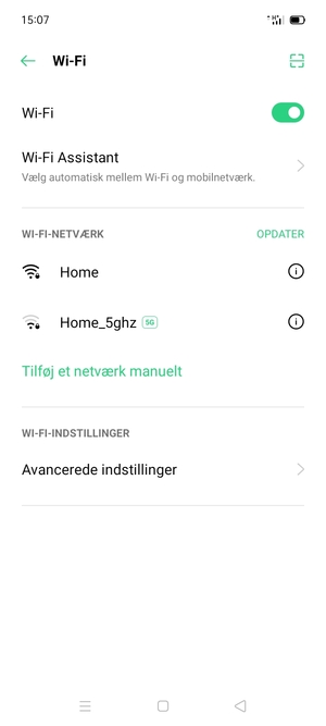Vælg det trådløse netværk, du ønsker at oprette forbindelse til