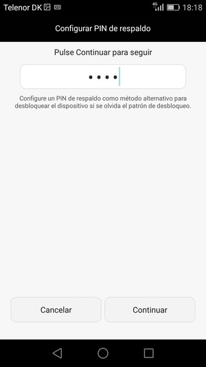 Introduzca un PIN de respaldo y seleccione Continuar