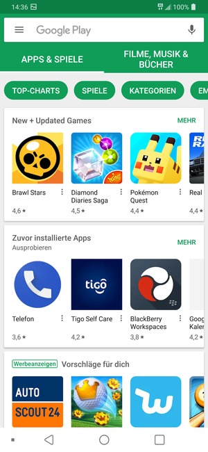 Wählen Sie die Suchleiste
