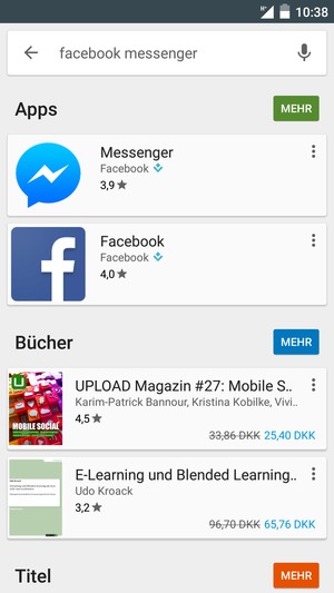 Wählen Sie die App