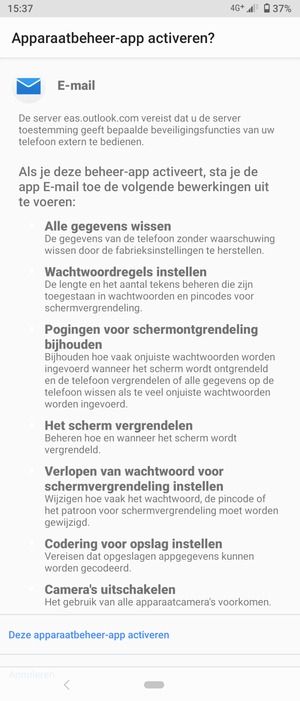 Selecteer Deze apparaatbeheer-app activeren