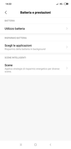 Seleziona Utilizzo batteria
