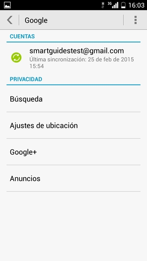 Seleccione su cuenta de copia de seguridad