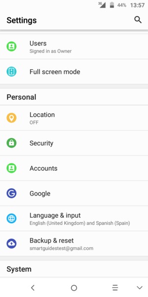 Scroll to and select Security