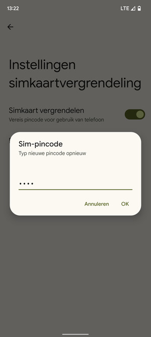 Bevestig uw nieuwe sim-pincode en selecteer OK