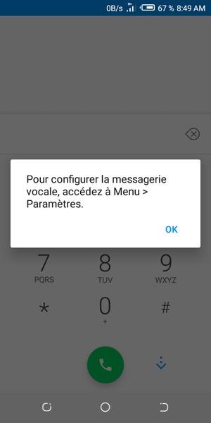 Si votre messagerie vocale n'est pas configurée, sélectionnez OK