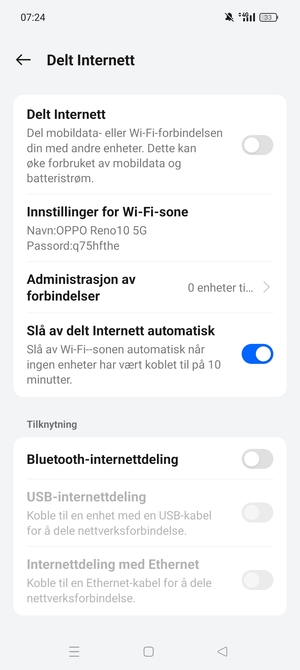 Velg Innstillinger for Wi-Fi-sone