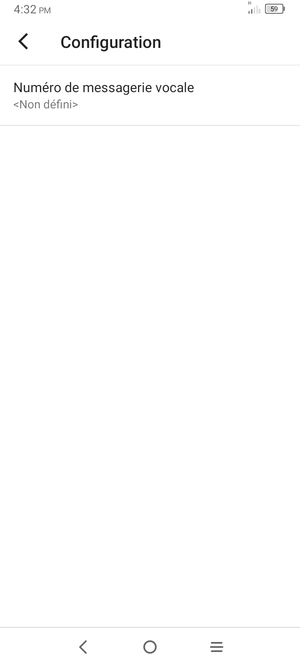 Sélectionnez Numéro de messagerie vocale