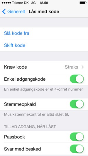 Vælg Skift kode