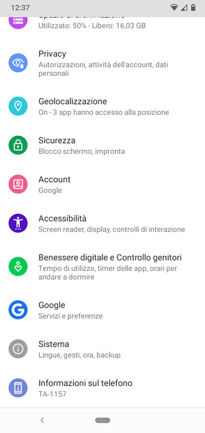 Scorri e seleziona Sicurezza