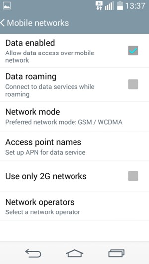 To change network if network problems occur, select Network operators