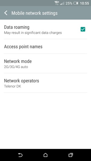 Turn Data roaming on or off