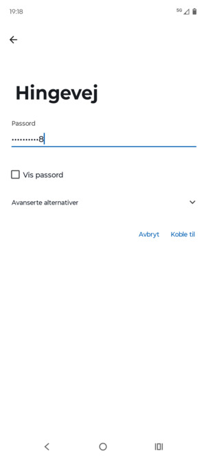 Skriv inn Wi-Fi-passord og velg Koble til