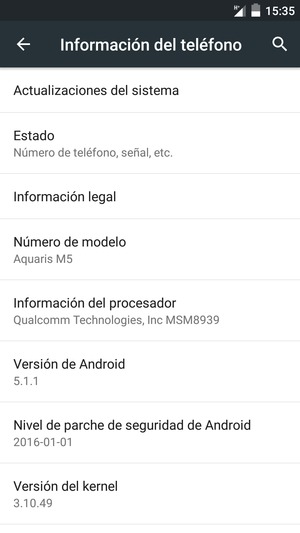 Seleccione Actualizaciones del sistema