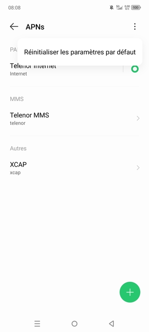 Sélectionnez Réinitialiser les paramètres par défaut