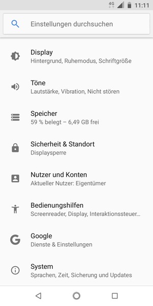 Scrollen Sie und wählen Sie System