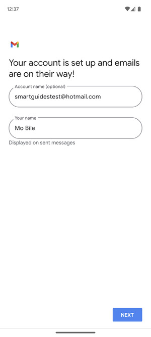 Give your account a name and enter your name. Select NEXT