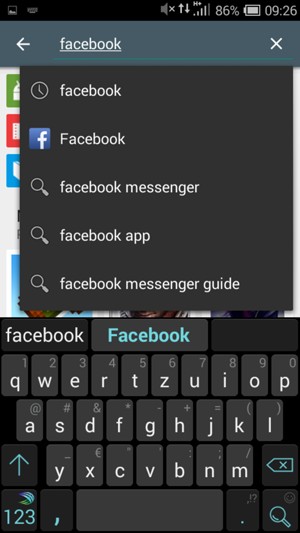 Geben Sie den Namen der App ein und wählen Sie Suche
