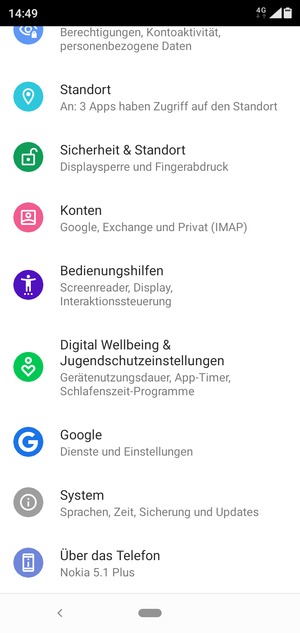 Scrollen Sie und wählen Sie Sicherheit & Standort