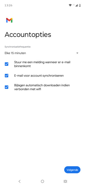 Selecteer Volgende
