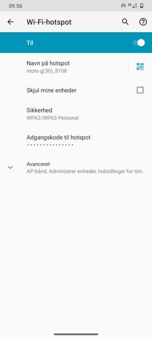 Din telefon er nu sat op til brug som modem