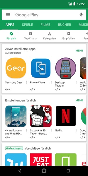Wählen Sie die Suchleiste