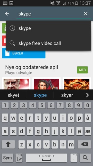 Skriv inn applikasjonsnavnet og velg Søk