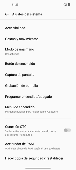 Desplácese y seleccione Hacer copia de seguridad y restablecer
