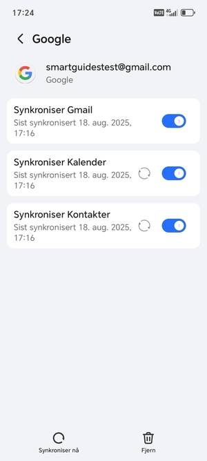 Velg Synkroniser nå