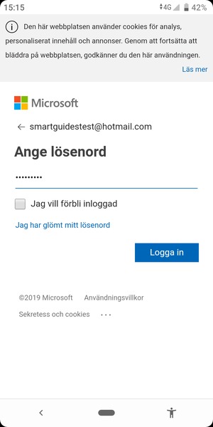 Ange ditt lösenord och välj Logga in