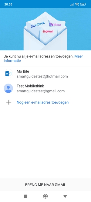 Selecteer BRENG ME NAAR GMAIL