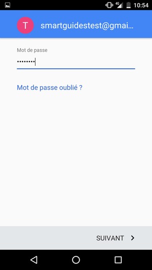 Saisissez votre mot de passe et sélectionnez SUIVANT