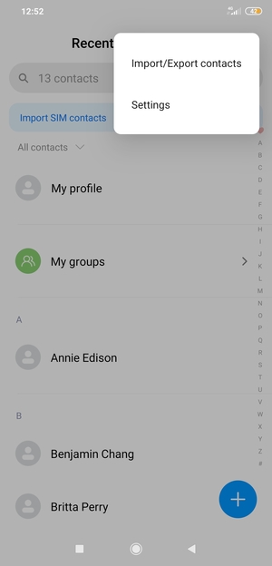 Select Import/Export contacts