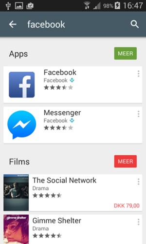 Selecteer de app