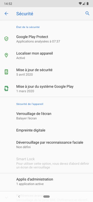 Sélectionnez Verrouillage de l'écran