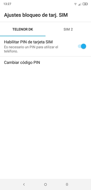 Seleccione Public y Cambiar código PIN